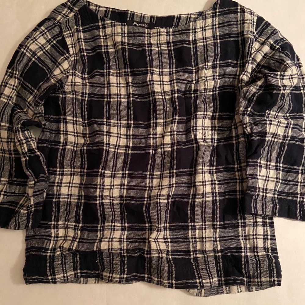 Navy Blue Checkered Long Sleeve